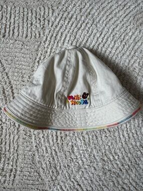 Miki House Cream Kids' Bucket Hat with Rainbow Detail 50